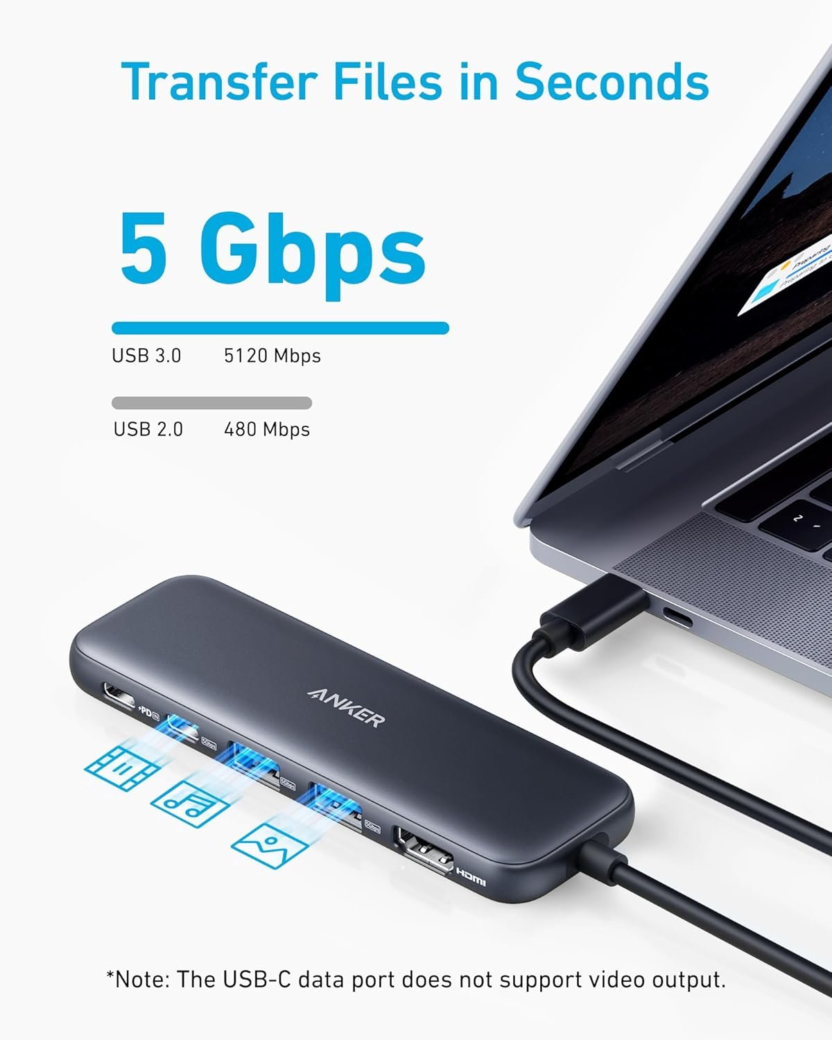 Anker USB C Hub, 5-in-1 USBC to HDMI Splitter with 4K Display, 1 x Powered USB-C 5Gbps & 2×Powered USB-A 3.0 5Gbps Data Ports for MacBook Pro, MacBook Air, Dell and More - Image 4