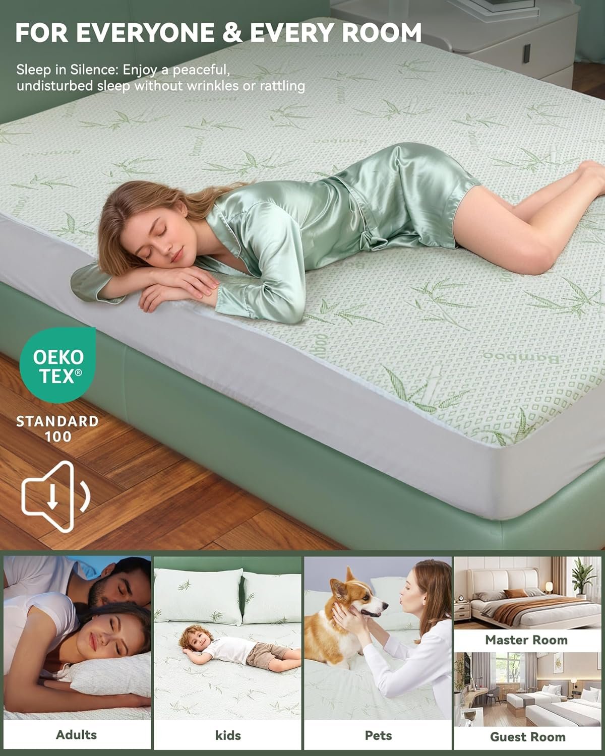 Mattress Protector Waterproof 15% Viscose from Bamboo Cooling Protectors Cover for Hot Sleepers 3D Air Fabric Breathable Noiseless Soft Bed Cover for 6-18" Deep Pocket Mattress Covers Full - Image 6