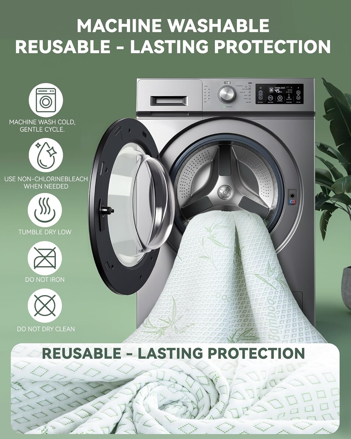 Mattress Protector Waterproof 15% Viscose from Bamboo Cooling Protectors Cover for Hot Sleepers 3D Air Fabric Breathable Noiseless Soft Bed Cover for 6-18" Deep Pocket Mattress Covers Full - Image 8