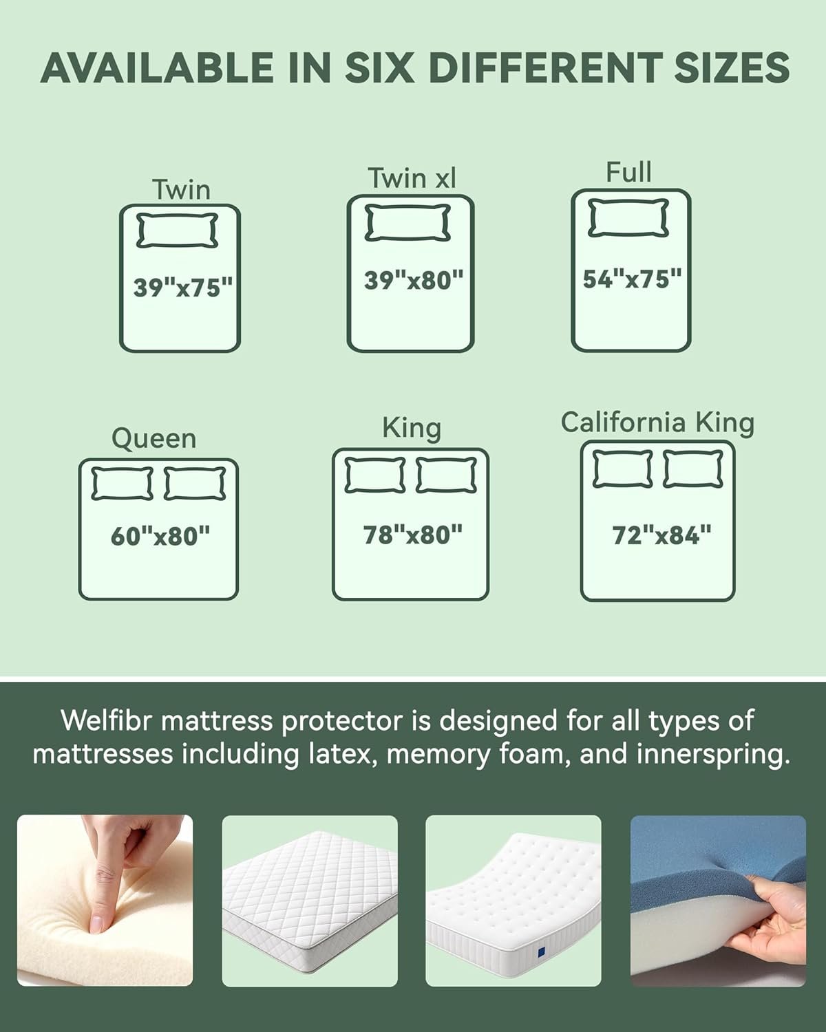 Mattress Protector Waterproof 15% Viscose from Bamboo Cooling Protectors Cover for Hot Sleepers 3D Air Fabric Breathable Noiseless Soft Bed Cover for 6-18" Deep Pocket Mattress Covers Full - Image 9