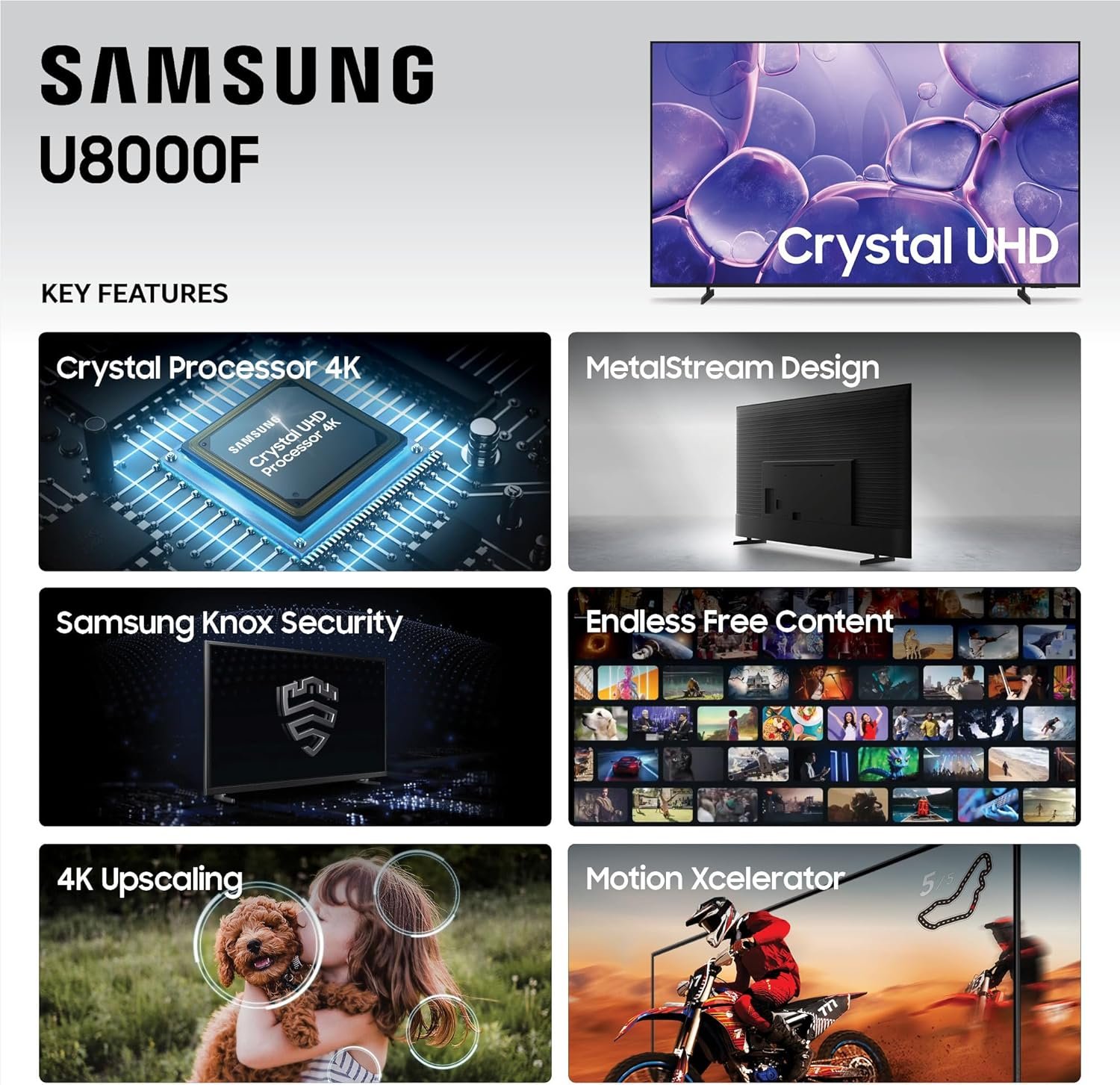Samsung 75-Inch Class Crystal UHD U8000F 4K Smart TV (2025 Model) Endless Free Content, Crystal Processor 4K, MetalStream Design, Knox Security, Alexa Built-in - Image 3