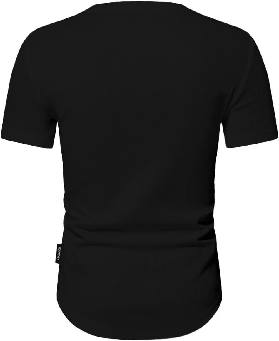 JMIERR Men's Muscle Slim Henley Shirts Crewneck Longline T-Shirt Gym Workout Athletic Shirt Tees with Button - Image 9