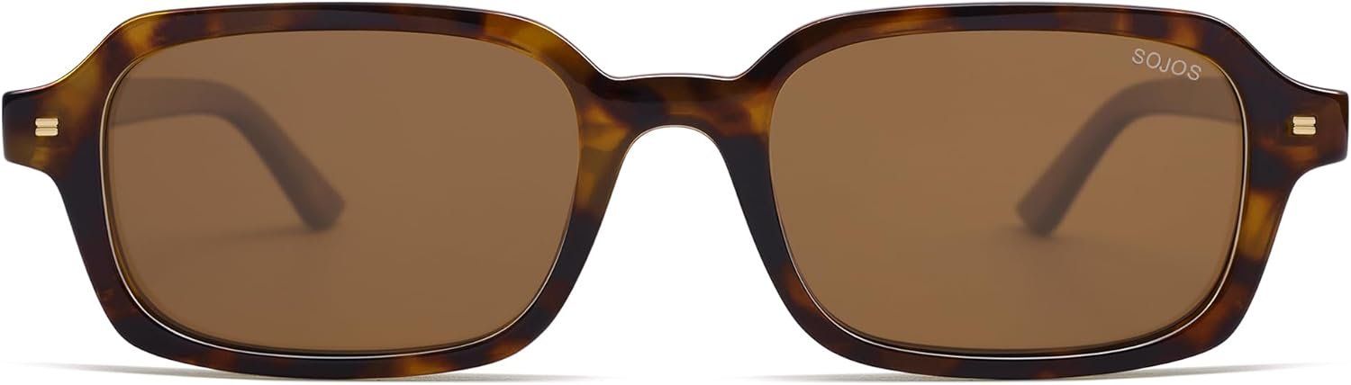 SOJOS Trendy Rectangle Polarized Sunglasses Womens Mens, Small Retro Fashion Thin Slim Square Sunnies SJ2610 - Image 2