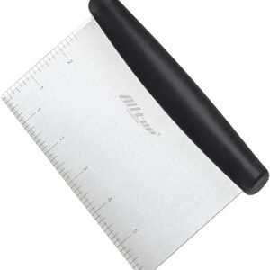 ALLTOP Bench Scraper & Chopper for Kitchen – Ideal Baking Essential Utensil,Stainless Steel Pastry/Dough/Food Cutter Tool for Cake Pizza Bread,Cooking – 1 Pack,Black