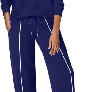 WIHOLL Lounge Sets for Women 2 Piece Fall Outfits 2025 Wide Leg Pant Matching Sets Womens Clothing