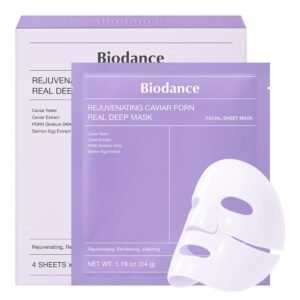 BIODANCE Rejuvenating Caviar PDRN Real Deep Mask, Overnight Hydrogel Face Mask, Skin Firming, Radiance, Enhancing Skin Recovery, Korean Skin Care | 1.19oz(34g) x 4ea