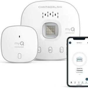 CHAMBERLAIN Smart Garage Control – Wireless Garage Hub and Sensor with Wifi & Bluetooth – Smartphone Controlled, myQ-G0401-ES, White