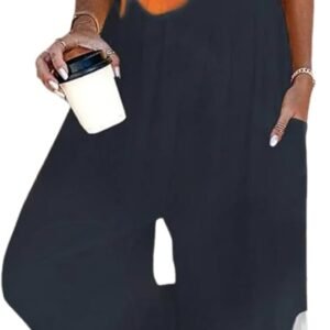 Women’s Jumpsuits 2026 Summer Floral Overalls One Piece Outfits Sleeveless Wide Leg Pants Rompers with Pockets