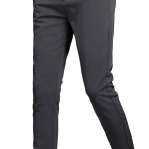 Plaid&Plain Men’s Stretch Dress Pants Slim Fit Skinny Suit Pants