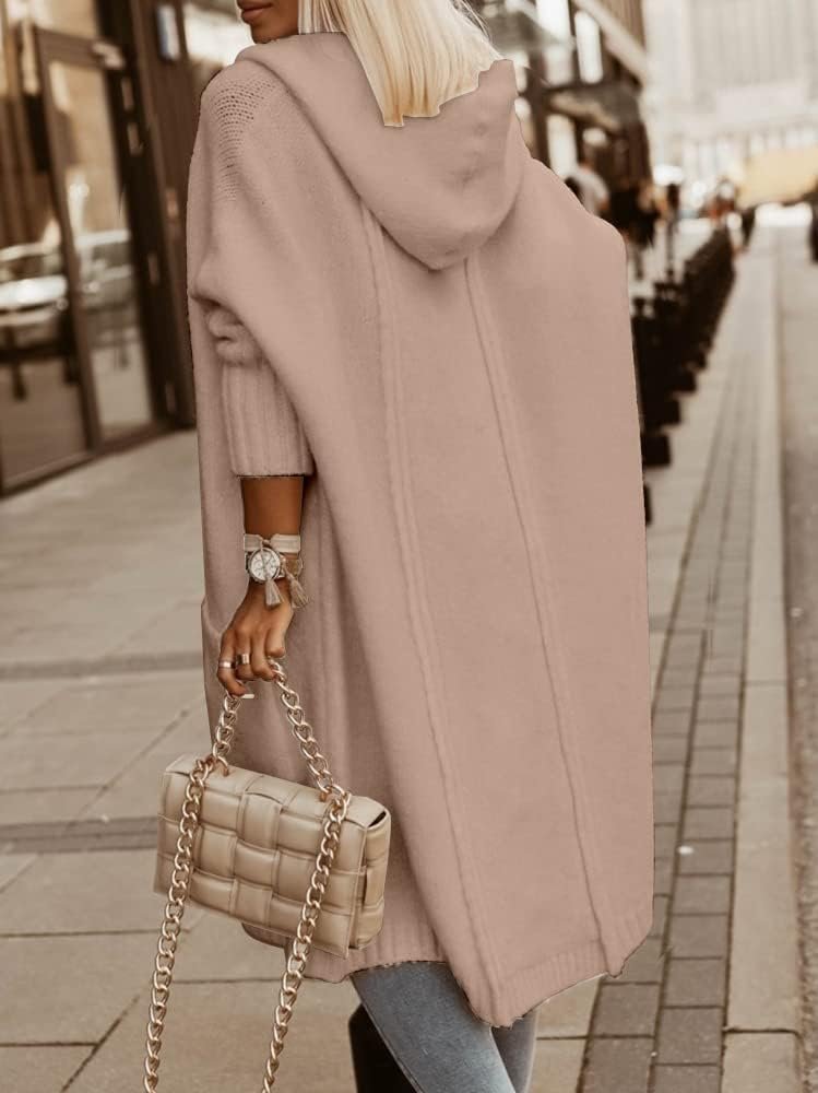 Aoysky Womens Long Cardigans Cable Knitted Open Front Oversized Hooded Outerwear Sweater Coat - Image 3