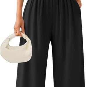 Ekouaer Jumpsuits for Women One Piece Jumpsuit Wide Leg Sleeveless Crewneck Casual Womens Romper Jumpers With Pockets 2026