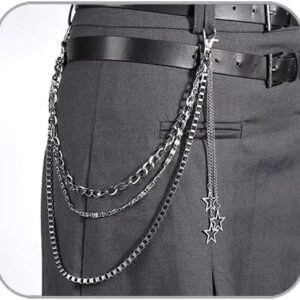 Vivian&CD Jean Chain Belt for Men&Women, Pocket Chain Goth Punk Chain Belt Chain Layered Chunky Pants Chain and Vintage Hip Hop Wallet Chain Jewelry Accessory for Women Men