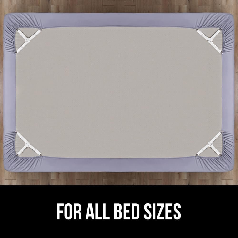 GORILLA GRIP Patent Pending Bed Sheet Holders, Adjustable Elastic Fasteners with Metal Clips, Keep in Place Fitted Bedding Straps, Firm Tight Suspenders for Mattress, US Designed, 4 Pack White - Image 6