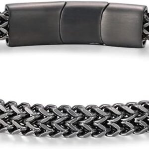 Bracelets for Men-Stainless Steel Magnetic Clasp Franco Chain Mens Bracelet