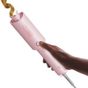 TYMO Automatic Rotating Curling Iron – TYMO CURLPRO Beach Waves Curling Wand, Portable Hair Curler, 500 Million Ionic, Dual Voltage & Lightweight for Travel, Ceramic Coating, 1 Inch, Pink