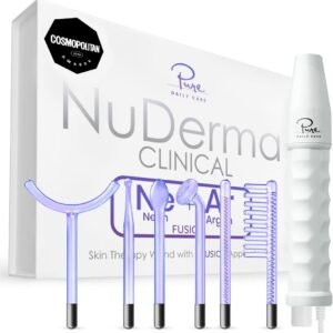 Pure Daily Care NuDerma Clinical Portable Skin Therapy Wand, Machine with 6 Fusion Neon + Argon Wands – Anti Aging – Clarifying – Skin Tightening & Radiance – Wrinkle Reducing