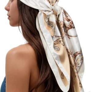 RIIQIICHY Head Scarf for Women Like Silk Scarf Hair Scarf Printed Square Scarf Bandanas for Women 35 Inches
