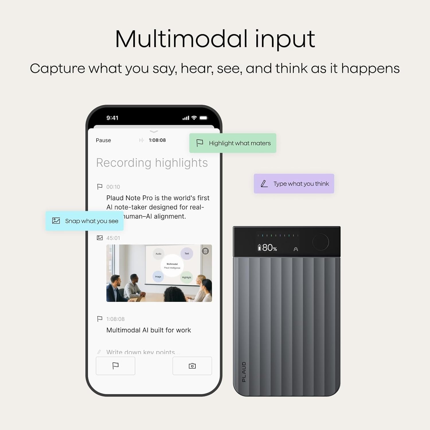 Plaud Note Pro AI Voice Recorder, Transcribe & Summarize with AI, App Control, Note Taker for Meetings & Calls, Supports 112 Languages, Ultra-Slim w/InstantView Display, Case Included, Black - Image 3
