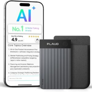 Plaud Note Pro AI Voice Recorder, Transcribe & Summarize with AI, App Control, Note Taker for Meetings & Calls, Supports 112 Languages, Ultra-Slim w/InstantView Display, Case Included, Black