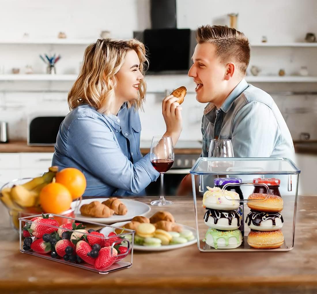 Set of 8 Clear Plastic Storage Bins, 4 Large and 4 Small Stackable Storage Containers for Pantry Organization and Kitchen Storage Bins,Home Edit and Cabinet Organizers - Image 2