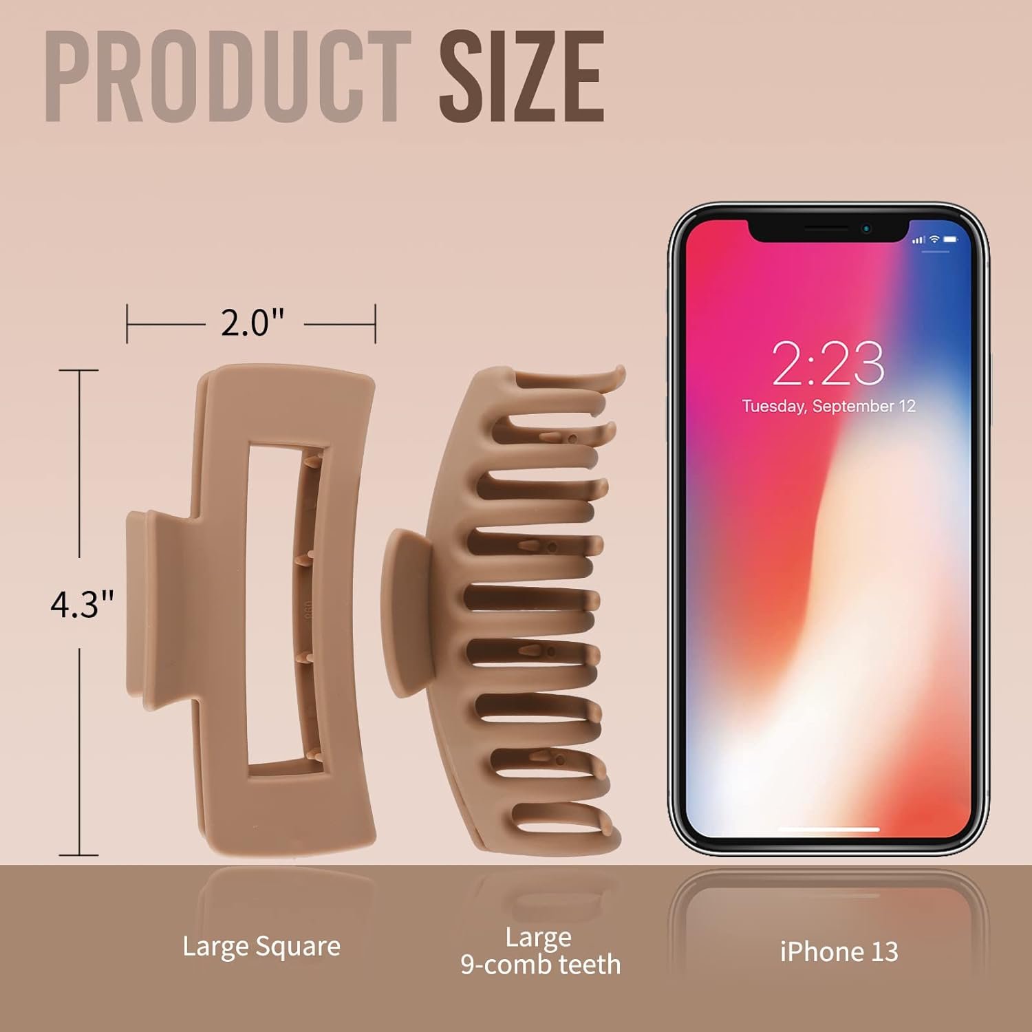 LuSeren Hair Clips for Women 4.3 Inch Large Hair Claw Clips for Women Thin Thick Curly Hair, Big Matte Banana Clips,Strong Hold jaw clips,Neutral Colors - Image 2