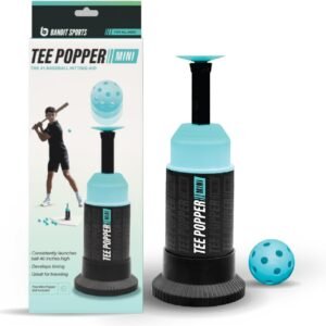 Bandit Sports Baseball Training Mini Tee Popper, Hitting Tee for Perfect Swings, Batting Machine for Practicing Hitting Without a Pitcher (1 Popper Ball Included)