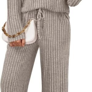 LILLUSORY Womens Lounge Sets 2 Piece Matching Pajamas Fall Fashion 2026 Ribbed Knit Outfits Long Sleeve Casual Sweatsuits