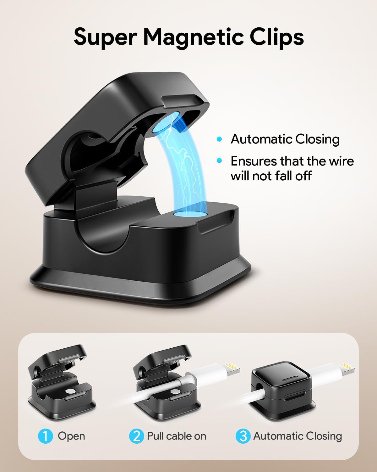 8 Pack Cord Organizer Holder,Costop Strong Adhesive Desk Cable Management Magnetic Easy Open,Organize Phone Charging Cords Wire Holder Organizer Neatly for Home,Office,Car,Desk,Nightstand - Image 5