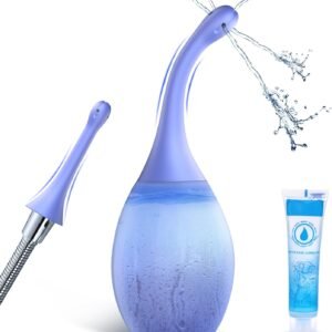 Enema Anal Douches for Men Women – Enema Bulb with Bendable Silicone Nozzles for Men Women Colon Cleanse, Anti Backflow Shower Douche Enema Kit with Lube, Anal Cleansing Feminine Care Douche Bottles
