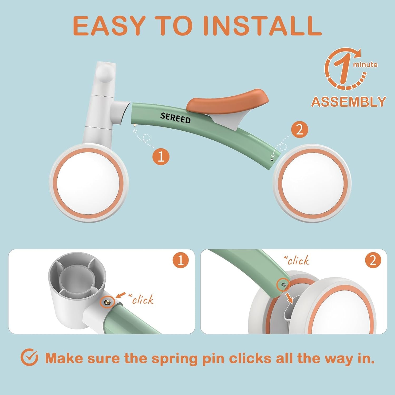 SEREED Baby Balance Bike for 1 Year Old Boys Girls 12-24 Month Toddler Balance Bike, 4 Wheels Toddler First Bike, First Birthday Gifts - Image 2