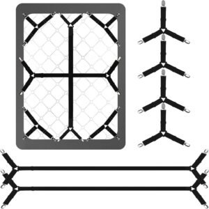 Bed Sheet Straps,6 PCS Secure and Fitted Sheet Straps for Full Size Bed,Adjustable Sheet Clips Elastic Fasteners Holders for Corners,Enhance Your Sleeping Experience(Black)