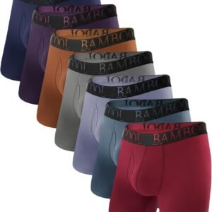 BAMBOO COOL Men’s Ultra ComfortSoft Underwear, Moisture Wicking & Breathable No Ride Up Boxer Briefs with Fly, Multipack