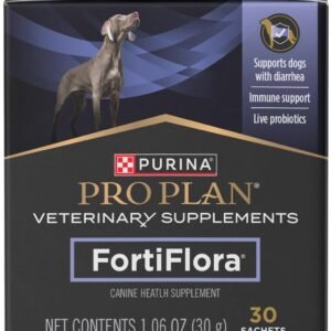Purina Pro Plan Veterinary Supplements FortiFlora Daily Probiotics for Dogs, Helps Digestive Gut Health and Diarrhea – 30 ct. Box