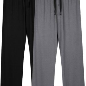 BAMBOO COOL Mens Pajama Pants Sleep Lounge Bottoms Soft Comfy Pj Pant Sleepwear with Pockets 2 Pack