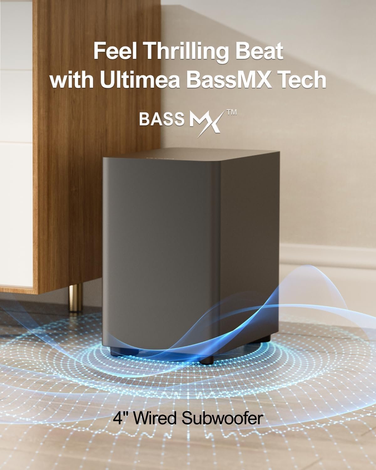 ULTIMEA 7.1ch Sound Bar with Subwoofer, Virtual Surround Sound System for TV, Sound Bar for Smart TV with 4 Surround Speakers, Peak Power 330W, TV Soundbar with App Control, Opt/AUX/BT, Aura A40 - Image 6