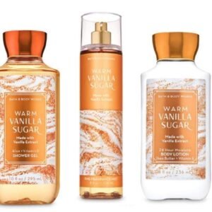 B & Body Works Warm Vanilla Sugar – Full Size Set – Shower Gel, Body Lotion, Fine Fragrance Mist