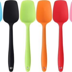 Silicone Spatulas, 8.2 inch Small Rubber Spoon Spatula Heat Resistant Seamless One Piece Design Non-Stick Spoonula Flexible Scrapers Baking Mixing Tool (6 Pcs)