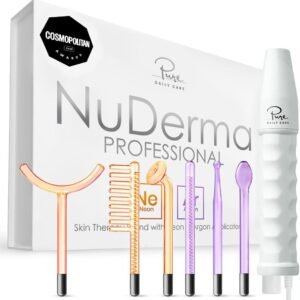 NuDerma Professional Skin Therapy Wand – Portable Skin Therapy Machine with 6 Neon & Argon Wands – Boost Your Skin – Clear Firm & Tighten