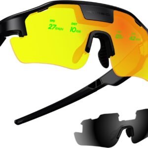 HUD Display Sports Glasses, for Cycling and Hiking, Smart AI/AR Sports Sunglasses, Real-Time Display, Smart Navigation, Proactive AI Alerts, Monitor Heart Rate, Speed