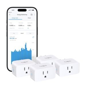 TP-Link Tapo Smart Plug Mini, Matter Compatible, Compatible with Alexa, Google Home & Samsung SmartThings, Energy Monitoring, 15A, UL Certified, 2.4G Wi-Fi Only, Tapo P110M(4-Pack)