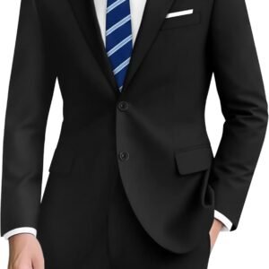 Men’s Suit 2-Piece Slim Fit,Two-Button Blazer and Adjustable Waist Pants