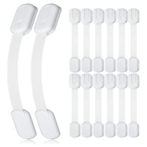 4our Kiddies 14 Pack Child Proof Cabinet Locks for Baby Proofing, Baby Proof Drawer Locks for Kids, Child Safety, Adjustable Child Locks for Cabinet and Drawers with 12 Extra 3M Adhesives, No Drilling