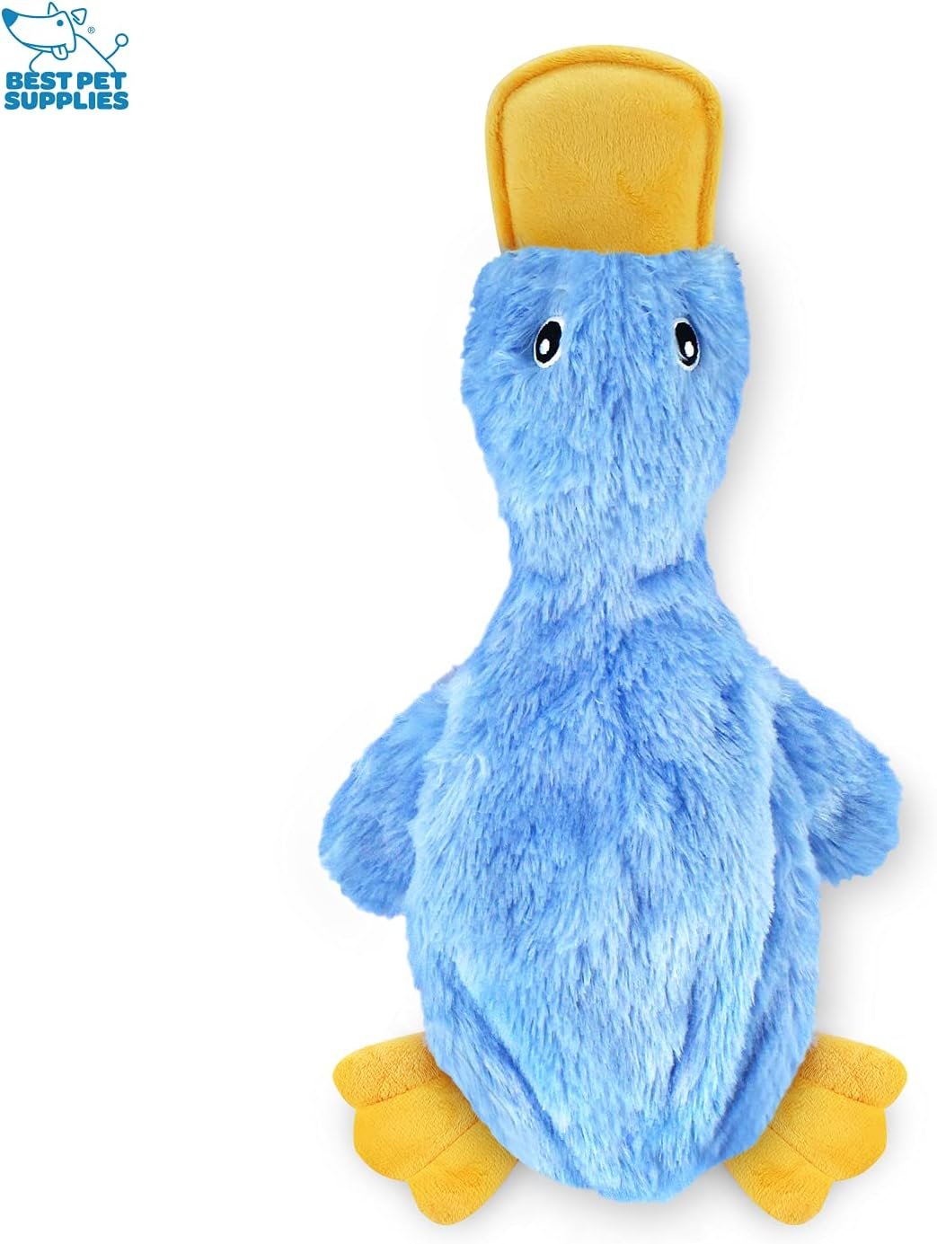 Best Pet Supplies Interactive Squeaky Dog Chew Toy, Ideal Dog Toys for Chewers, Small, Medium & Large Dogs, and Fetch Lovers - Crinkle Duck (Blue), Large - Image 2