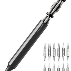HOTO 24 in 1 Multi Bit Mini Screwdriver Set Magnetic, Manual Precision Screwdriver Set, EDC Pen Screwdriver for Eyeglasses, Electronics, Watches, Phones, Laptops, Cameras, Gadgets for Men, Slate Grey
