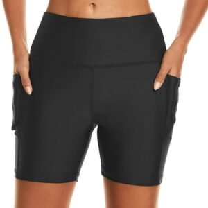 HODOSPORTS Women’s 3”/5”/7”/9”/12” Swim Board Shorts UPF50+ High Waisted Quick Dry Swimsuit Bottoms with Pockets Liner
