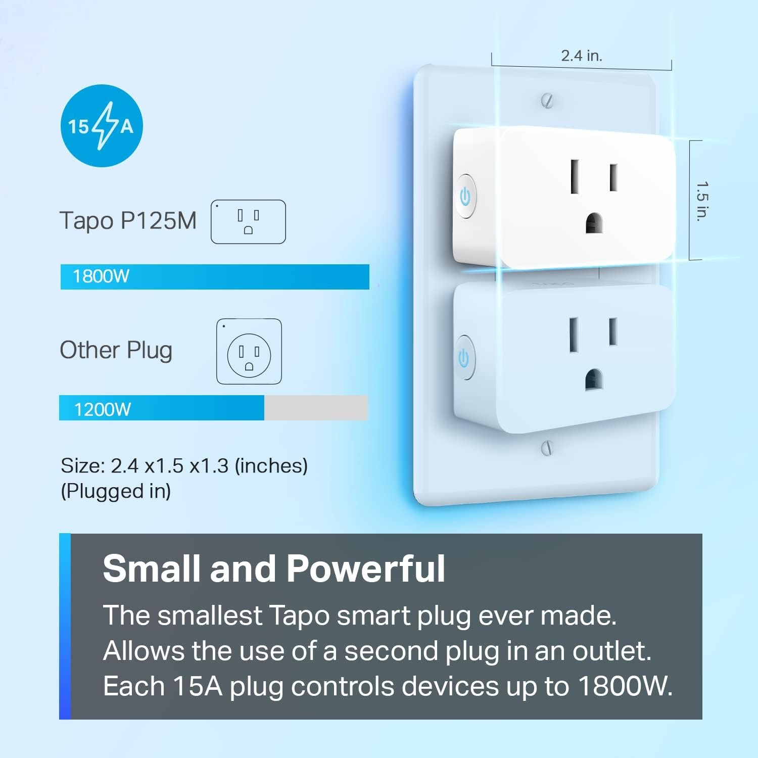 TP-Link Tapo Matter Supported Smart Plug Mini, Compact Design, 15A/1800W Max, Super Easy Setup, Works with Apple Home, Alexa & Google Home, UL Certified, 2.4G Wi-Fi Only, White, Tapo P125M(3-Pack) - Image 8