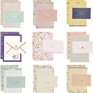81pcs Stationary Paper and Envelopes Set, Contain 54 stationery paper and 27 envelopes, writing paper stationery set, 9 Different Style