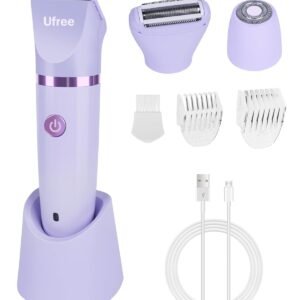 Ufree Bikini Trimmer Electric Razors for Women, Rechargeable Pubic Body Hair Trimmer Electric Shaver for Legs Body Hair, Bikini Shaver IPX7 Waterproof, Gifts for Women, Purple