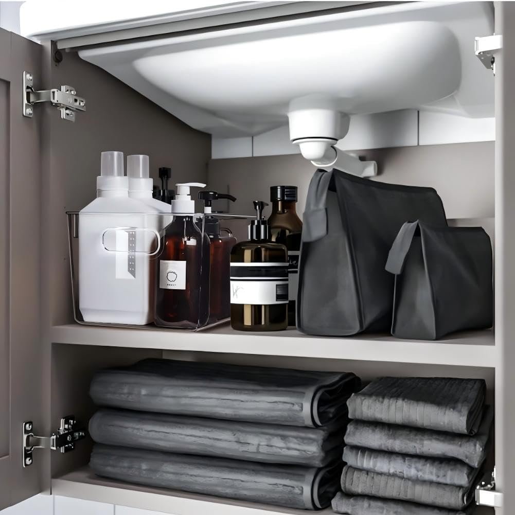 Set of 8 Clear Plastic Storage Bins, 4 Large and 4 Small Stackable Storage Containers for Pantry Organization and Kitchen Storage Bins,Home Edit and Cabinet Organizers - Image 6