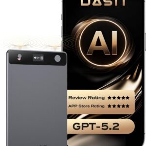 Dasit Note Pro AI Voice Recorder, Transcribe & Summarize with AI, App Control, Note Taker for Meetings & Calls, Supports 112 Languages, Ultra-Slim w/OLED Display, Case Included, Grey